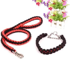 img 3 attached to 🐶 Dog Collar and Leash Set with Heavy-Duty Training Leash, Strong Braided Rope Leash, Durable Nylon Leash for Small Medium Large Dogs