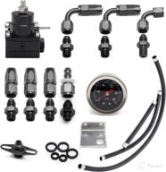 🔧 high-performance efi fuel pressure regulator kit, adjustable with 0-100psi gauge an6-6an, complete fuel line hose fitting connectors kit in sleek black логотип