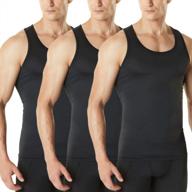 men's athletic compression sleeveless tank top 3-pack, cool dry sports running basketball workout base layer by tsla logo