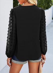 img 1 attached to Swiss Dot Chiffon Casual Blouse Shirt With V-Neck And Long Sleeves For Women By Samefar
