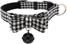 img 4 attached to Keep Your Pet Safe And Trendy With Tangpan'S Black Plaid Microfiber Collar And Safety Belt