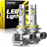 auxito 9005 hb3 led light bulbs 6000k white, 100w 20000 lumens, 600% brighter hb3ll 9005ll led bulb with fan for hi/lo beam, 98% canbus ready, plug and play, pack of 2 logo