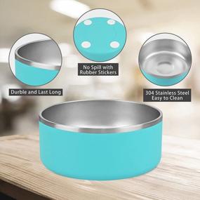 img 1 attached to Stainless Steel Dog Bowl With 8Pcs Anti-Skid Rubber Stickers, No Spill Pet Feeder Bowls For Medium Large Dogs & Cats - 64Oz (8 Cup), Aqua Blue