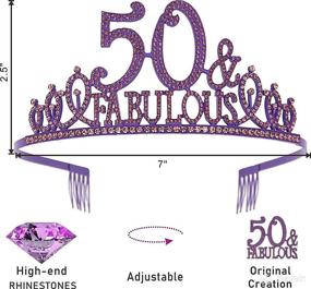 img 3 attached to 🎉 50th Birthday Tiara, Crown, and Sash Set - Elegant Purple Accessories for Women's 50th Birthday Celebrations