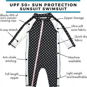 img 3 attached to Солнцезащитный костюм для девочек UPF 50+ с длинным рукавом: защитите своего малыша от солнца с помощью SwimZip!