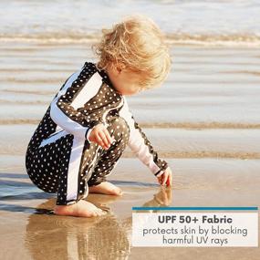 img 2 attached to Солнцезащитный костюм для девочек UPF 50+ с длинным рукавом: защитите своего малыша от солнца с помощью SwimZip!