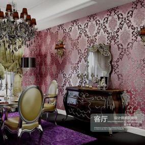 img 2 attached to QIHANG 3D Damask Pearl Powder Wallpaper Roll - European Style, Purple & Red Color 0.53M X 10M = 5.3㎡