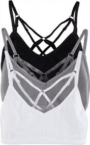 img 4 attached to 3 Pack Of Comfort & Style: Kalon Strappy Back Padless Bralettes