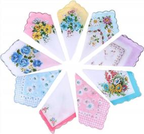 img 2 attached to Exquisite Vintage Floral Handkerchiefs: Charming Cotton Accessories for Men and Women