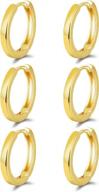 14k gold plated hoop huggie earrings for women & men - micuco hypoallergenic tiny cartilage jewelry logo