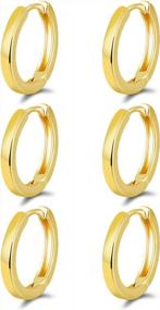 img 4 attached to 14K Gold Plated Hoop Huggie Earrings For Women & Men - Micuco Hypoallergenic Tiny Cartilage Jewelry
