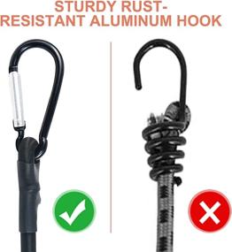 img 1 attached to 🔗 Outdoor Heavy Duty Short Bungee Cords with Hooks, 24-Inch Elastic Rope for Luggage Rack and Cargo, 4-Pack with Extra Metal Carabiners