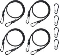 🔗 outdoor heavy duty short bungee cords with hooks, 24-inch elastic rope for luggage rack and cargo, 4-pack with extra metal carabiners logo