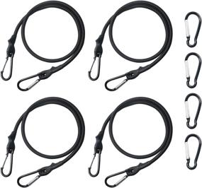 img 4 attached to 🔗 Outdoor Heavy Duty Short Bungee Cords with Hooks, 24-Inch Elastic Rope for Luggage Rack and Cargo, 4-Pack with Extra Metal Carabiners