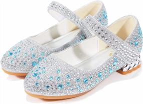 img 4 attached to Girls Dress Shoes: ALPHELIGANCE Wedding Party Flower Rhinestone Studded Princess Flats