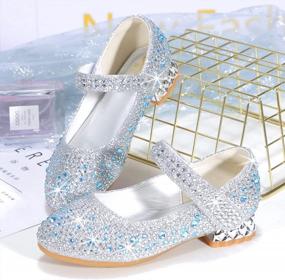 img 1 attached to Girls Dress Shoes: ALPHELIGANCE Wedding Party Flower Rhinestone Studded Princess Flats