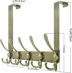 img 1 attached to SKOLOO Наддверный крючок - для дверей толщиной до 1-3/4'', металлическая дверная вешалка с 5 тройными крючками, бронзовая наддверная вешалка для пальто, шапок, полотенец