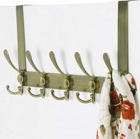 img 3 attached to SKOLOO Over The Door Hook - For Doors Up To 1-3/4'' Thickness, Metal Door Hanger With 5 Triple Hooks, Bronze Over The Door Hanger For Coats, Hats, Towels