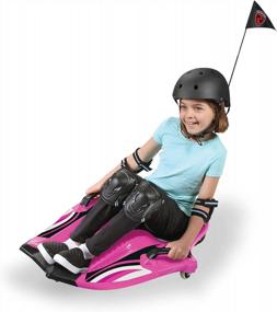 img 4 attached to Electric Ride-On Toy For Ages 6 & Up With 12V 7AH Battery, Steering Handlebars, Rear Safety Flag, And Top Speed Of 6.5 MPH - Nighthawk Pink By Rollplay