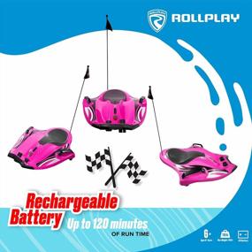 img 3 attached to Electric Ride-On Toy For Ages 6 & Up With 12V 7AH Battery, Steering Handlebars, Rear Safety Flag, And Top Speed Of 6.5 MPH - Nighthawk Pink By Rollplay