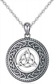 img 4 attached to 925 Sterling Silver Oxidized Irish Knot Celtic Medallion Necklace - Good Luck Charm