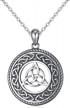 925 sterling silver oxidized irish knot celtic medallion necklace - good luck charm logo