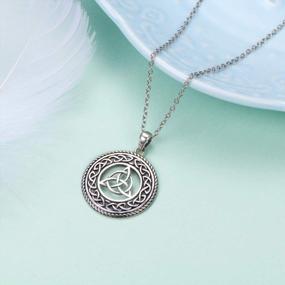 img 3 attached to 925 Sterling Silver Oxidized Irish Knot Celtic Medallion Necklace - Good Luck Charm