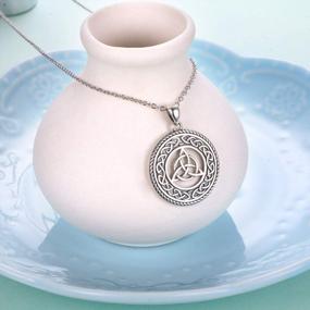img 1 attached to 925 Sterling Silver Oxidized Irish Knot Celtic Medallion Necklace - Good Luck Charm