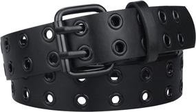 img 4 attached to Womens Double Grommet Leather Studded Women's Accessories : Belts