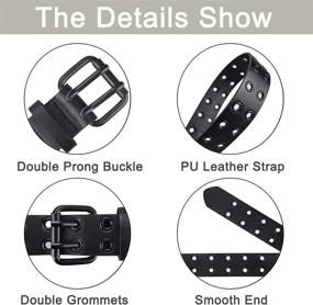 img 1 attached to Womens Double Grommet Leather Studded Women's Accessories : Belts