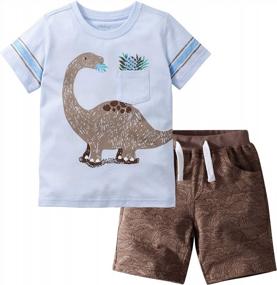 img 4 attached to Summer Toddler Boy'S 2-Piece Cotton Short Set T-Shirt And Pants Outfit By Jobakids