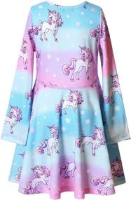 img 3 attached to 🦄 Winter Wonderland: Sleeve Cotton Unicorn Dresses - Perfect Girls' Clothing for Magical Fashion!