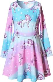 img 4 attached to 🦄 Winter Wonderland: Sleeve Cotton Unicorn Dresses - Perfect Girls' Clothing for Magical Fashion!