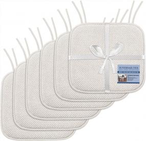 img 4 attached to H.VERSAILTEX Premium Memory Foam Подушки для стульев, 6 упаковок - 16X16 дюймов, толстые мягкие нескользящие подушки для сидений с SBR-подложкой и ремнями для гостиной, кухня белого цвета