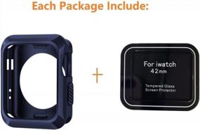 img 2 attached to Wolait Compatible With Apple Watch Case 42Mm, Rugged Protective Case + Tempered Glass Screen Protector For Series 3, Series 2, Series1 ,Navy