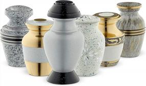 img 4 attached to Set Of 6 Small White Urns For Human Ashes - Fedmax Cremation Keepsakes For Adults - Male Or Female - Includes Velvet Box For Ash Storage And Memorializing - Assorted 6 Piece Urn Set