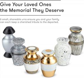img 3 attached to Set Of 6 Small White Urns For Human Ashes - Fedmax Cremation Keepsakes For Adults - Male Or Female - Includes Velvet Box For Ash Storage And Memorializing - Assorted 6 Piece Urn Set