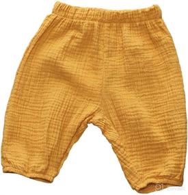 img 3 attached to Хлопковые льняные шаровары Toddler Yellow