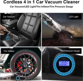 img 2 attached to 🚗 YEAHCO 4-in-1 Car Vacuum Cleaner - Cordless & Rechargeable 8000Pa High Power Portable Vacuum Cleaner for Car - Handheld Vacuum Cleaner with Tire Inflator & Digital Tire Pressure Gauge LCD Display for Wet Dry