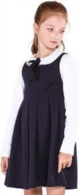 img 4 attached to Discover The Perfect Navy School Uniform Jumper Dress For Girls - SOLOCOTE Pleated Peter Pan Sundress 3-12Y