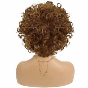 img 1 attached to Женский 70-х годов коричневый короткий вьющийся диско парик из синтетических волос + кепка для парика для Хэллоуина, рождественской вечеринки