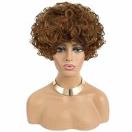 женский 70-х годов коричневый короткий вьющийся диско парик из синтетических волос + кепка для парика для хэллоуина, рождественской вечеринки логотип