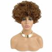 women's 70s brown short curly disco synthetic hair wig + wig cap for halloween christmas party logo