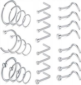 img 4 attached to 18G Surgical Stainless Steel Nose Rings Hoop Set: Perfect For Tragus, Cartilage & Helix Piercings!