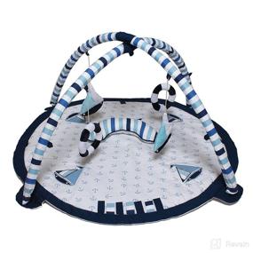 img 1 attached to Bacati Little Sailor Blue/Navy Baby Activity Gym & Playmat: Exploring Fun and Developmental Play for Your Little Sailor