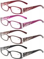 4 pack women's reading glasses with spring hinge and laser pattern design - kerecsen readers for ladies. logo