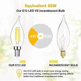 img 2 attached to Ascher E12 Candelabra LED Light Bulb, 60 Watt Equivalent, 550 Lumens, Daylight White 5000K, Flame Tip Decorative LED Filament Candle Bulb, E12 Base, Non-Dimmable, Pack Of 12