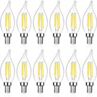 ascher e12 candelabra led light bulb, 60 watt equivalent, 550 lumens, daylight white 5000k, flame tip decorative led filament candle bulb, e12 base, non-dimmable, pack of 12 logo