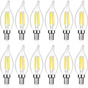 img 4 attached to Ascher E12 Candelabra LED Light Bulb, 60 Watt Equivalent, 550 Lumens, Daylight White 5000K, Flame Tip Decorative LED Filament Candle Bulb, E12 Base, Non-Dimmable, Pack Of 12
