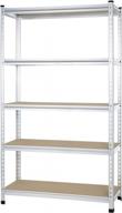 aluminum medium duty storage shelving with dual post design and press board shelves - 48 x 18 x 72 inches by amazon basics logo